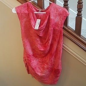 Sequins draped red/dark peach top